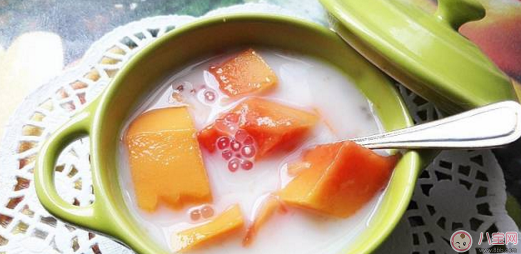 秋燥降火自制椰汁木瓜西米露 媽媽寶寶都愛吃！