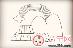 寶寶簡筆畫彩虹屋  這樣畫景色系列彩虹屋
