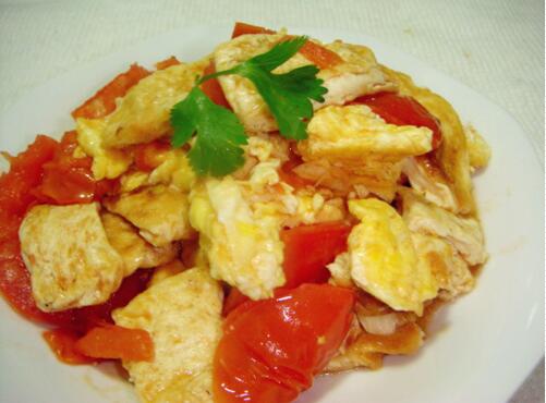 快手小炒番茄雞蛋炒豆腐怎么做？