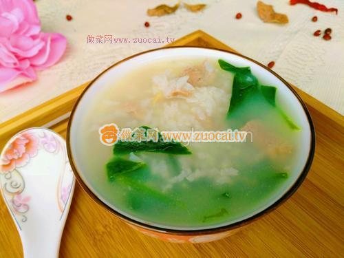 肉絲菠菜米粥的做法