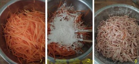 粉蒸胡蘿卜絲的做法步驟1-3