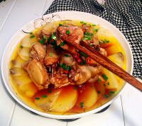 茨菰蒸土雞的做法步驟16