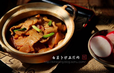 白蘿卜炒五花肉的做法