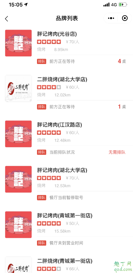 武漢胖記烤肉在哪 胖記烤肉怎么網(wǎng)上拿號7