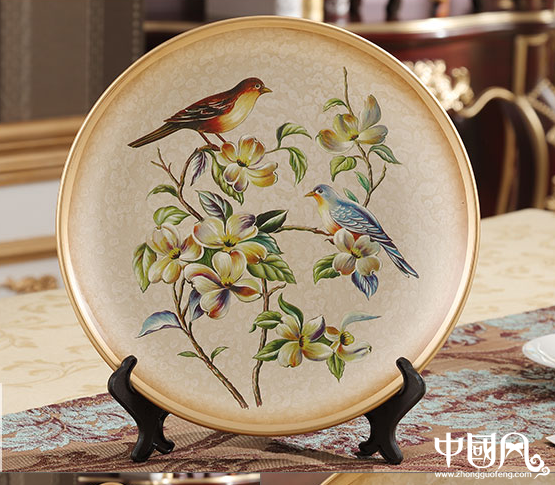 歐式裝飾動物彩繪陶瓷掛盤擺件圖片