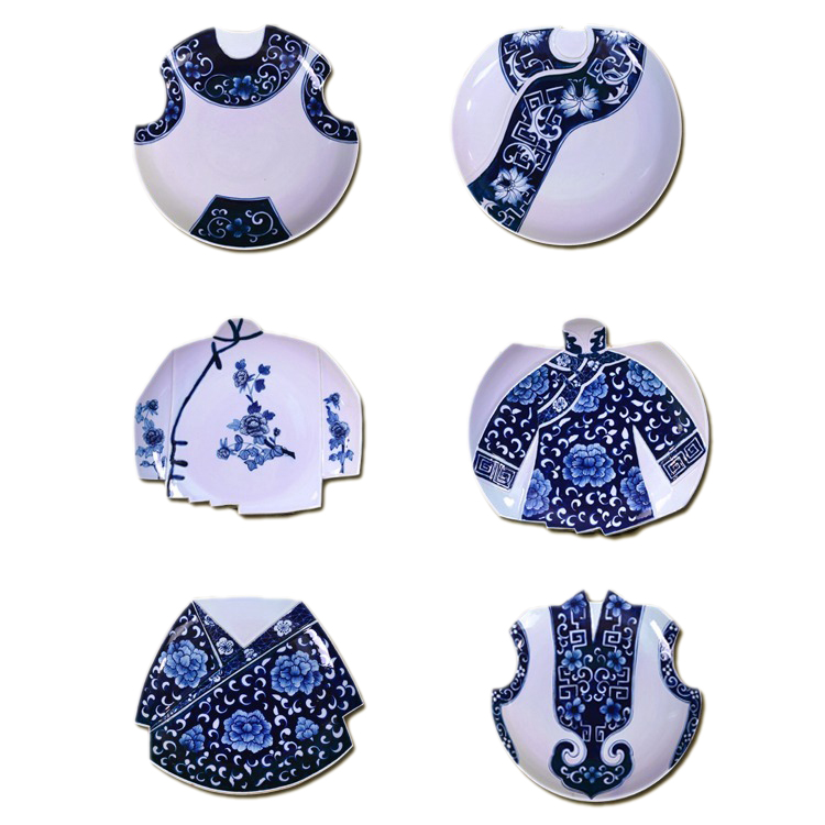 創(chuàng)意手繪青花瓷民族服裝景德鎮(zhèn)陶瓷復古掛盤擺