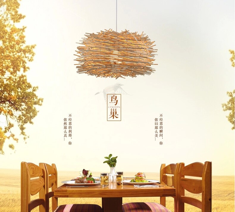 竹編藝術(shù)創(chuàng)意鳥(niǎo)巢吊燈