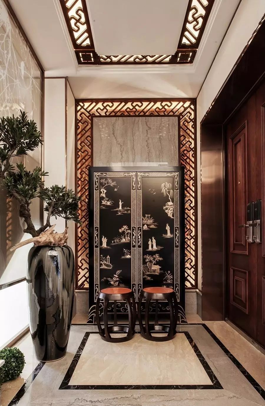 新中式玄關(guān)，推開(kāi)門(mén)就讓人驚艷到心!