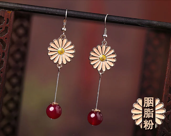 家佳樂文學(xué)時(shí)尚花朵吊墜復(fù)古可愛耳環(huán)