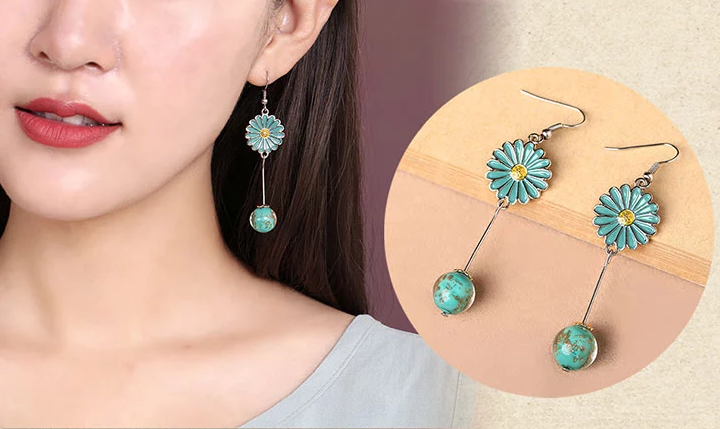 家佳樂文學(xué)時尚花朵吊墜復(fù)古可愛耳環(huán)