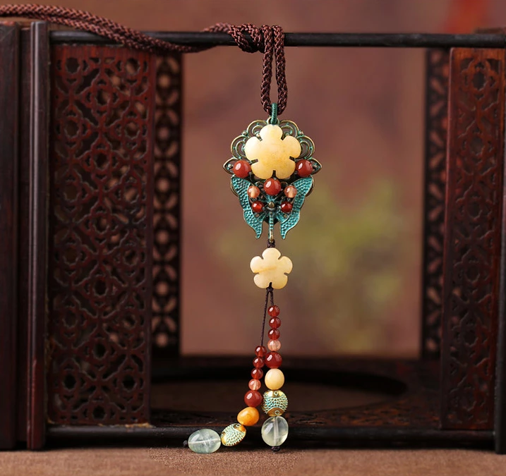 民族風(fēng)蝴蝶花吊墜掛飾毛衣鏈項鏈