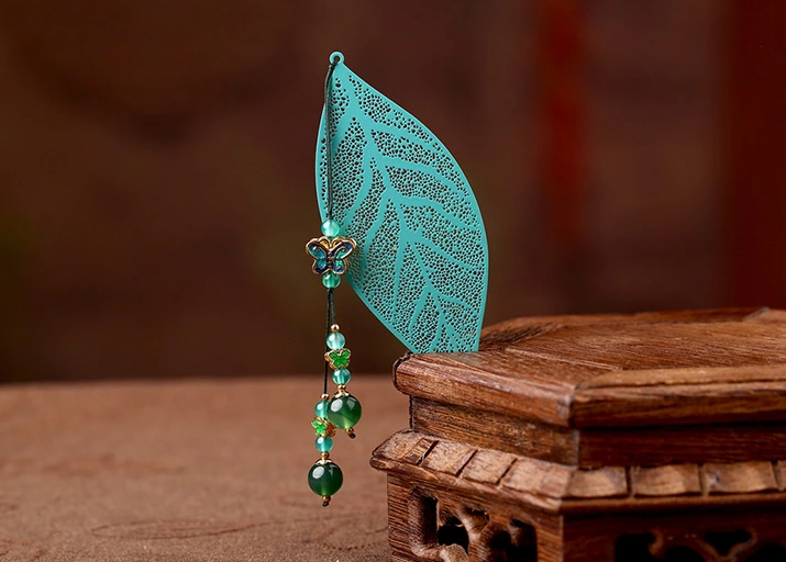 鏤空樹葉家佳樂文學綠色復古文藝書簽