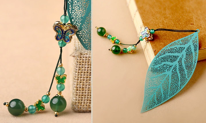 鏤空樹葉家佳樂文學綠色復古文藝書簽