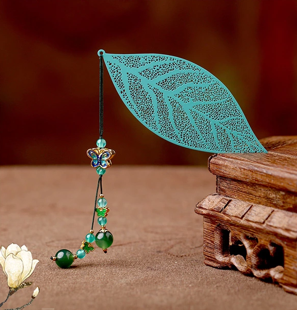 鏤空樹葉家佳樂文學綠色復古文藝書簽