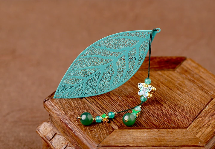 鏤空樹葉家佳樂文學綠色復古文藝書簽