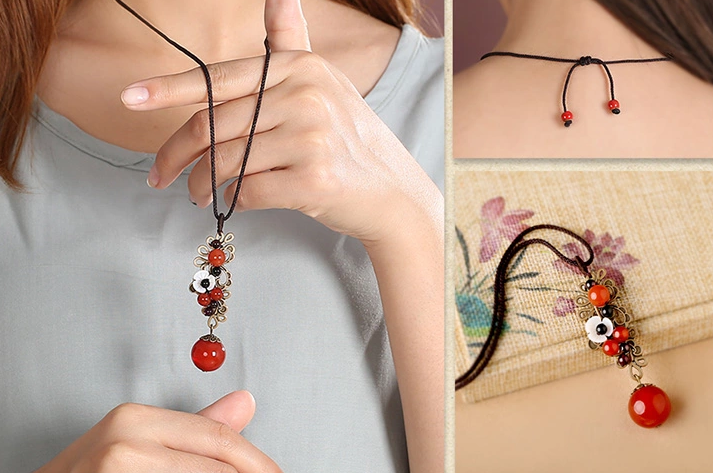 簡(jiǎn)約民族風(fēng)瑪瑙吊墜裝飾飾品項(xiàng)鏈