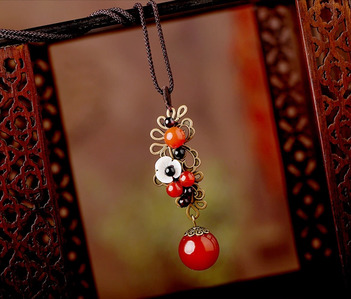 簡(jiǎn)約民族風(fēng)瑪瑙吊墜裝飾飾品項(xiàng)鏈