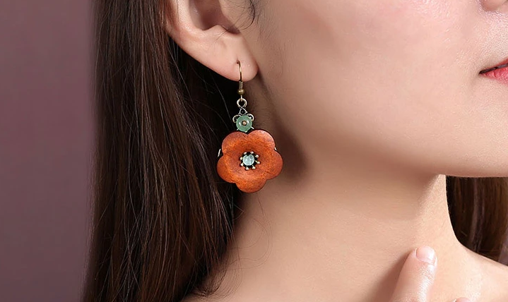 簡約復古氣質木質耳墜耳環(huán)首飾