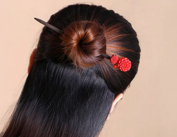 家佳樂(lè)文學(xué)漆雕花朵民族風(fēng)紅色簪子新娘頭飾