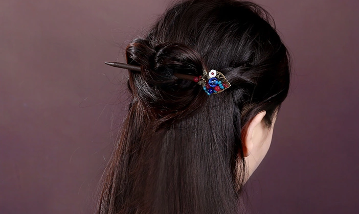 復(fù)古盤(pán)發(fā)頭飾手工木簪子