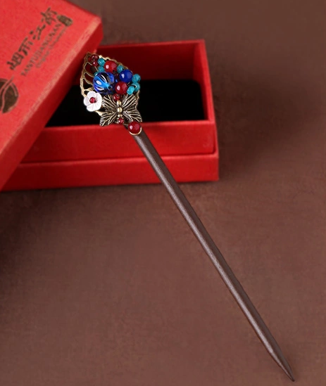 復(fù)古盤(pán)發(fā)頭飾手工木簪子