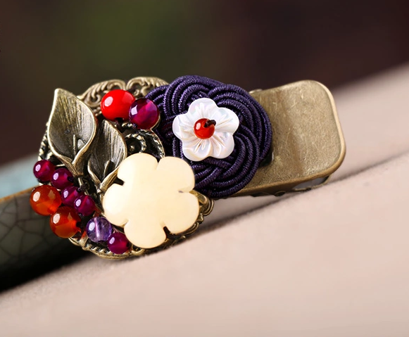 手工花朵鴨嘴夾發(fā)夾復古古典頭飾