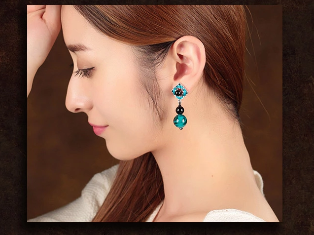 家佳樂(lè)文學(xué)琉璃瑪瑙耳墜手工復(fù)古耳環(huán)首飾