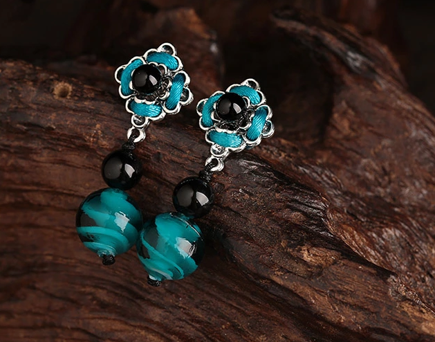 家佳樂(lè)文學(xué)琉璃瑪瑙耳墜手工復(fù)古耳環(huán)首飾