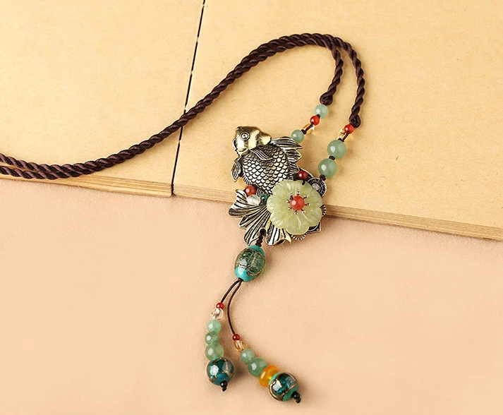 復(fù)古金屬魚簡約毛衣鏈項(xiàng)鏈