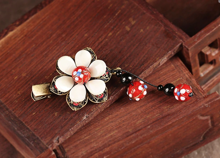 古風(fēng)古典貝殼發(fā)夾，小花朵清新頭飾