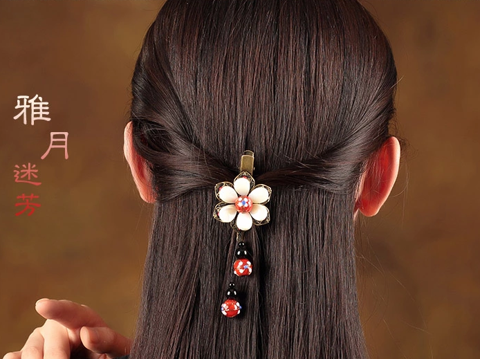 古風(fēng)古典貝殼發(fā)夾，小花朵清新頭飾