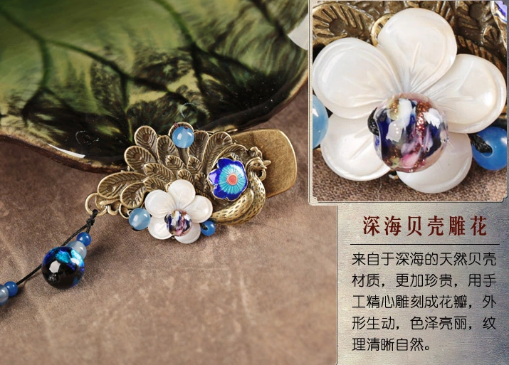 家佳樂文學(xué)古典孔雀發(fā)夾復(fù)古鴨嘴夾頭飾