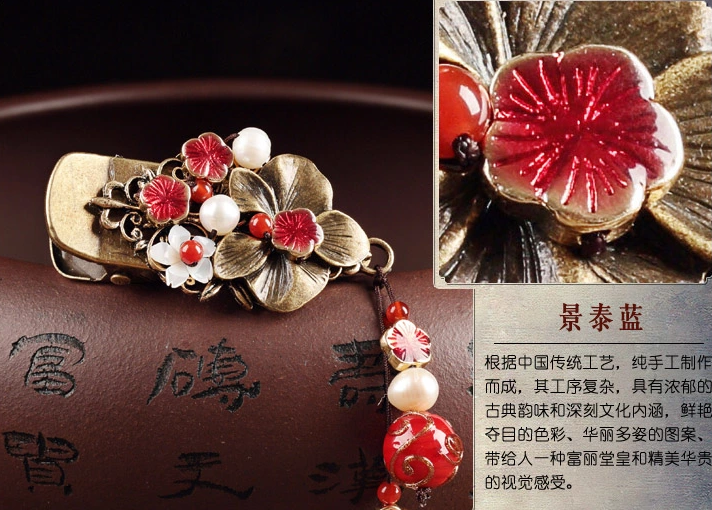 古典家佳樂文學發(fā)夾琉璃吊墜頭飾