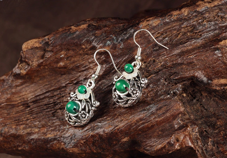 清新花朵耳墜復(fù)古家佳樂文學耳環(huán)首飾