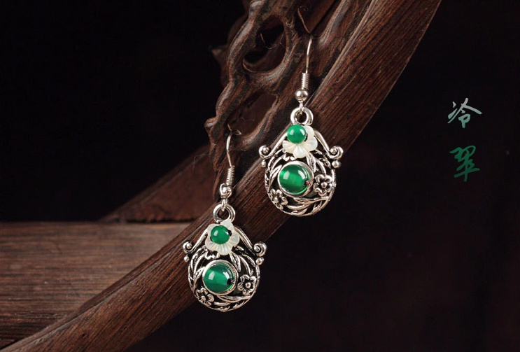 清新花朵耳墜復(fù)古家佳樂文學耳環(huán)首飾