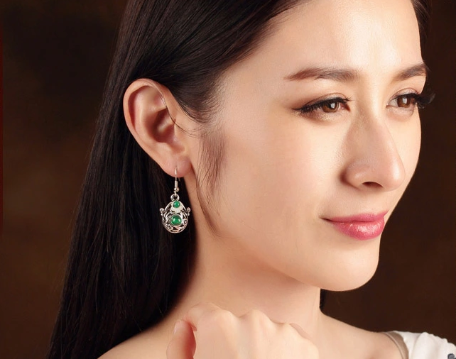 清新花朵耳墜復(fù)古家佳樂文學耳環(huán)首飾