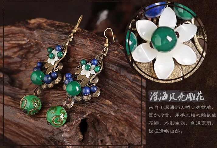 雀織錦屏復(fù)古家佳樂(lè)文學(xué)綠色孔雀琉璃耳環(huán)首飾