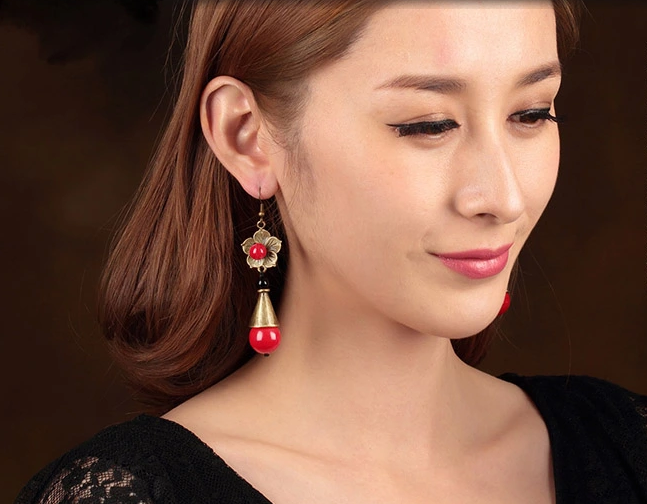 做舊古銅金屬花朵耳環(huán)家佳樂文學(xué)首飾