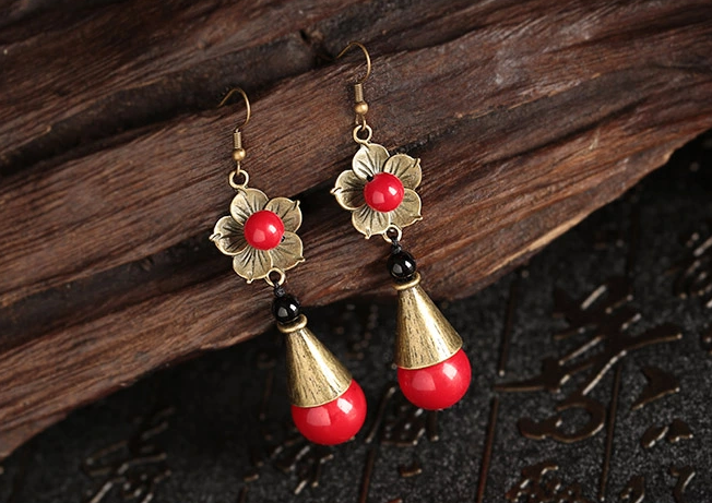 做舊古銅金屬花朵耳環(huán)家佳樂文學(xué)首飾