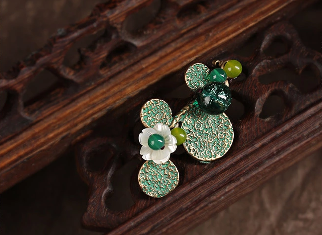 復古綠色小胸針民族風胸花飾品