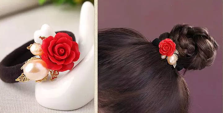 家佳樂文學(xué)紅色花朵頭飾小清新發(fā)圈發(fā)飾