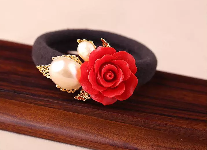 家佳樂文學(xué)紅色花朵頭飾小清新發(fā)圈發(fā)飾