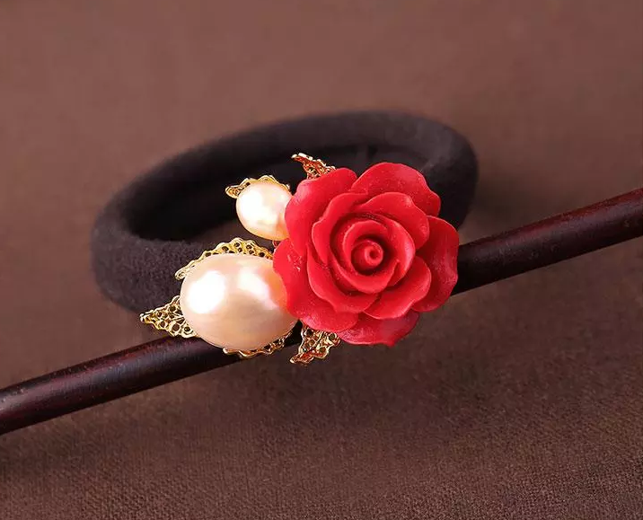 家佳樂文學(xué)紅色花朵頭飾小清新發(fā)圈發(fā)飾