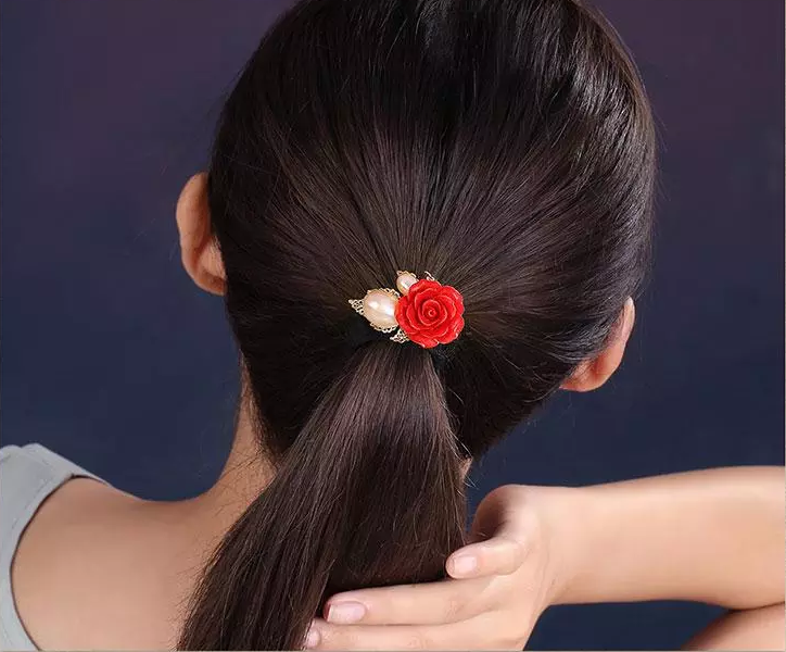 家佳樂文學(xué)紅色花朵頭飾小清新發(fā)圈發(fā)飾