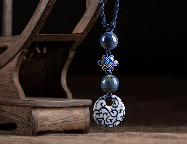 青花瓷吊墜毛衣鏈復古風項鏈民族風首飾