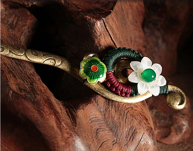 古典貝殼花朵家佳樂(lè)文學(xué)簪子盤發(fā)頭飾