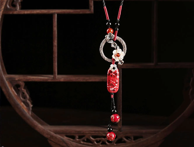 家佳樂文學陶瓷配飾復古毛衣鏈項鏈首飾