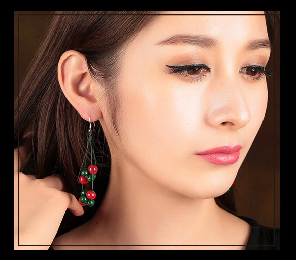 盛夏之果耳環(huán)，紅綠復(fù)古耳墜首飾