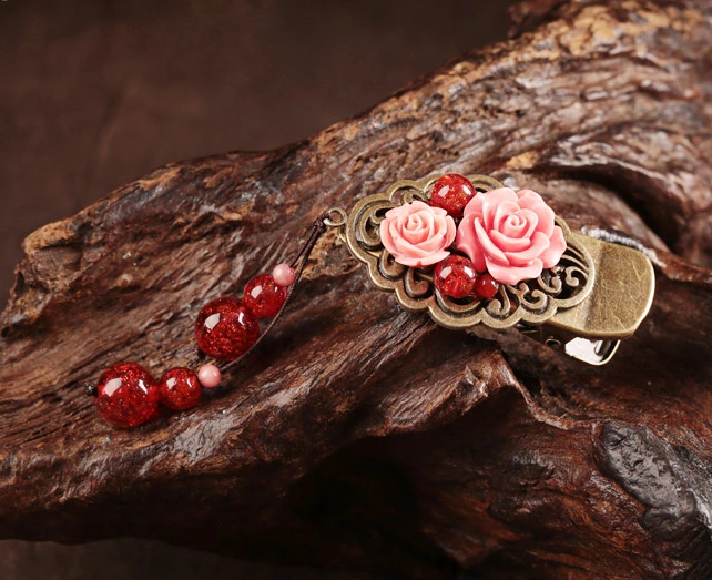 媚香粉貝雕花時尚家佳樂文學發(fā)夾頭飾