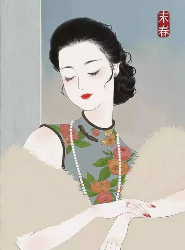 獨(dú)特中國美，最美插畫，膚如凝脂珠圓玉潤民國
